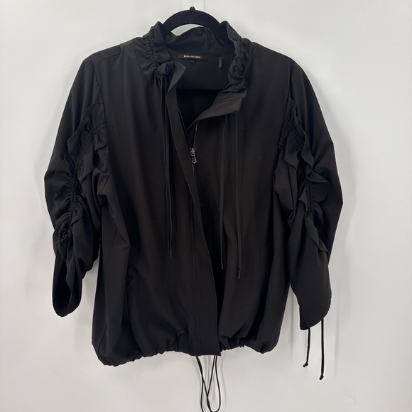 Kobi Halperin Womens Gianna Black Ruched Ruffle Lightweight Jacket Large - Picture 2 of 6
